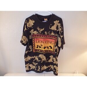 VTG 1990s Disney's The Lion King Movie Promo AOP T-Shirt Single Stitch Black